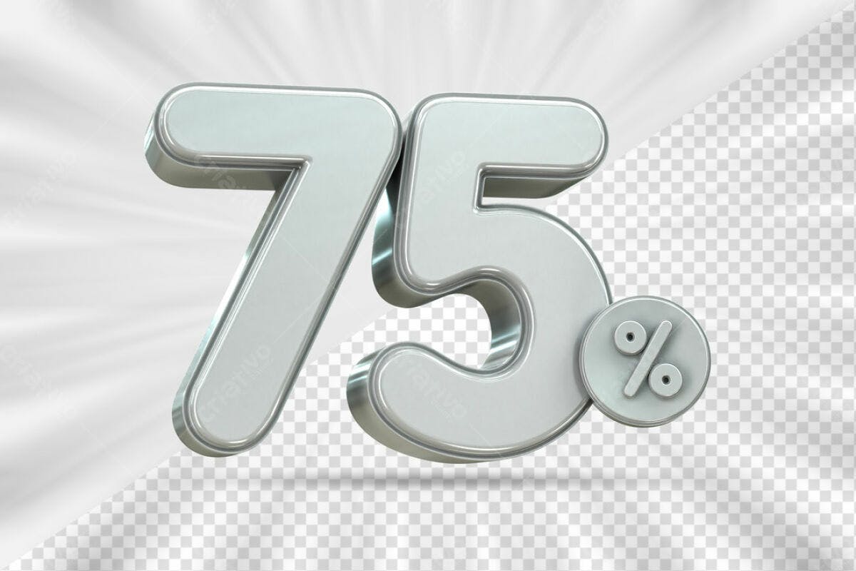 Elemento 3D 75% Desconto PSD Editável