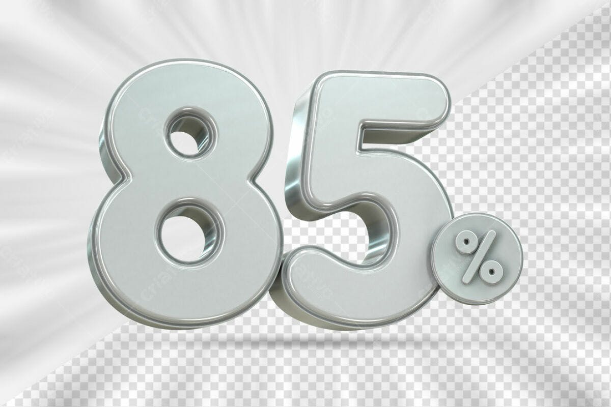 Números 85% Desconto PSD Editável