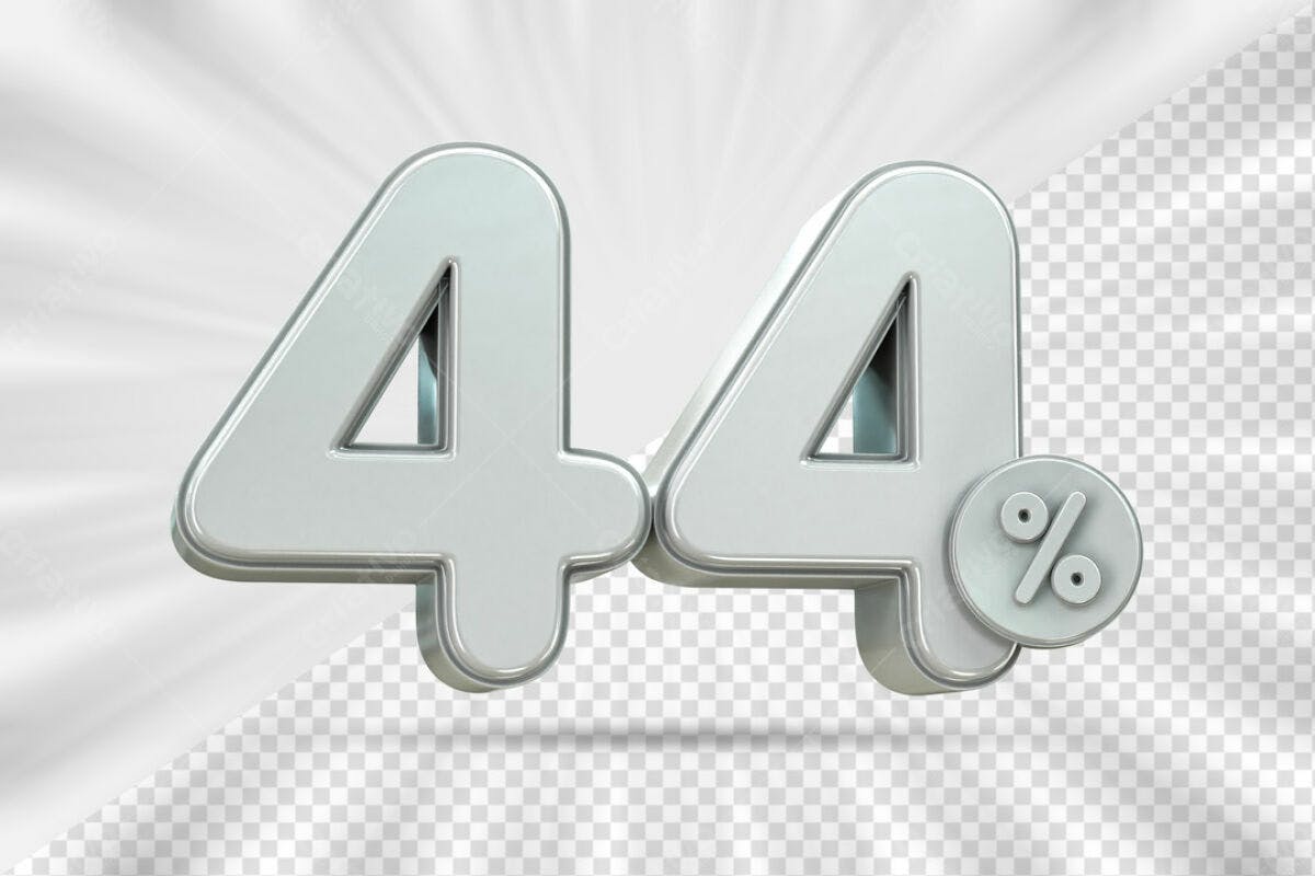 Números 44% Desconto PSD Editável