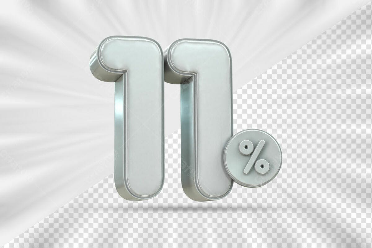 Elementos 3D para Promoção 11% PSD Editável