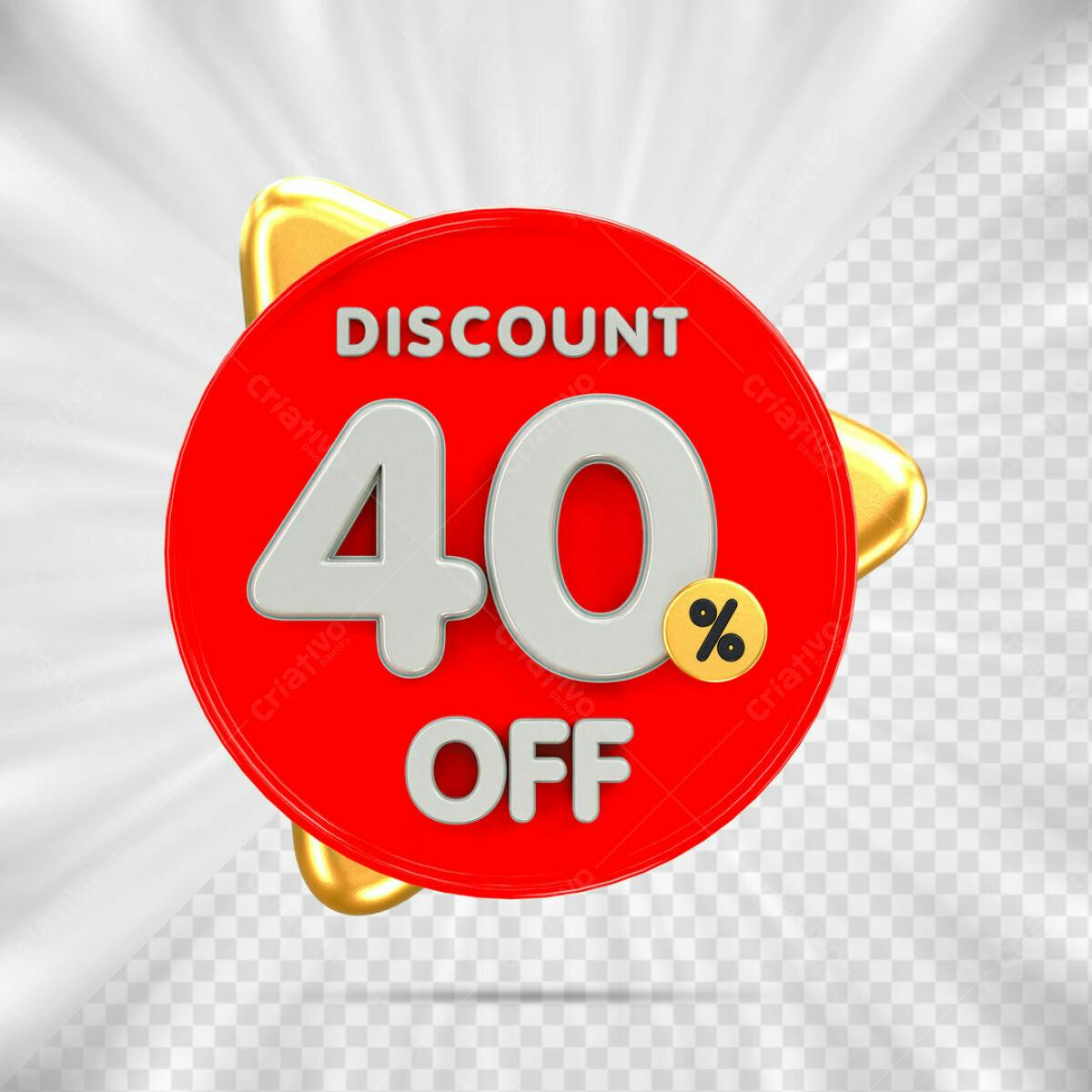 Badge 40% de Desconto PSD Editável