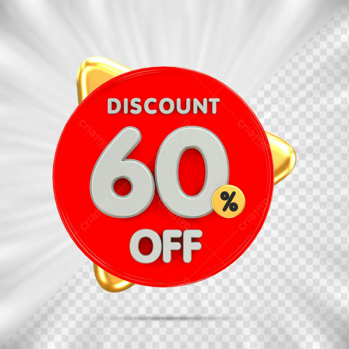 Badge Desconto 60% OFF PSD Editável