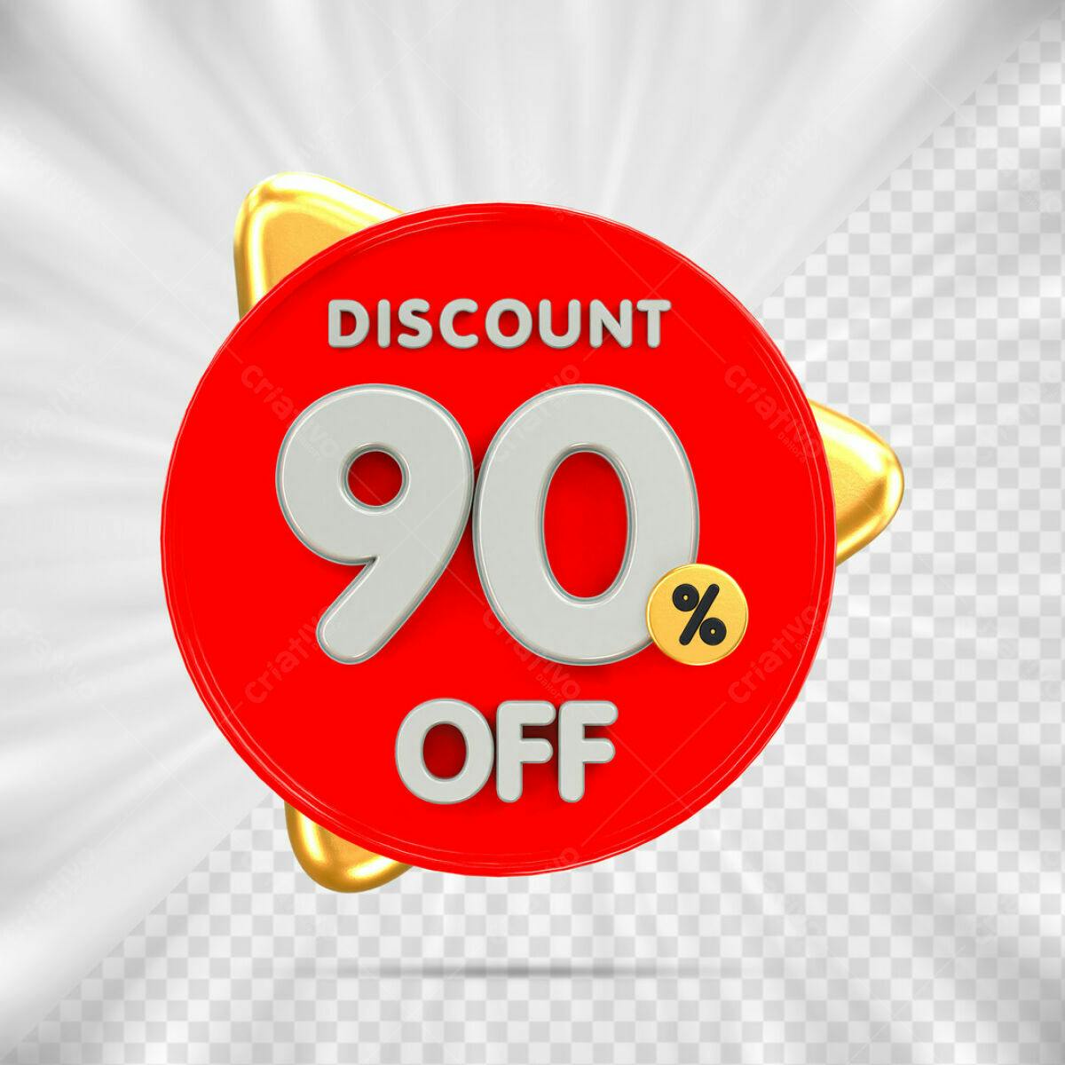 Badge 90% Off PSD Editável