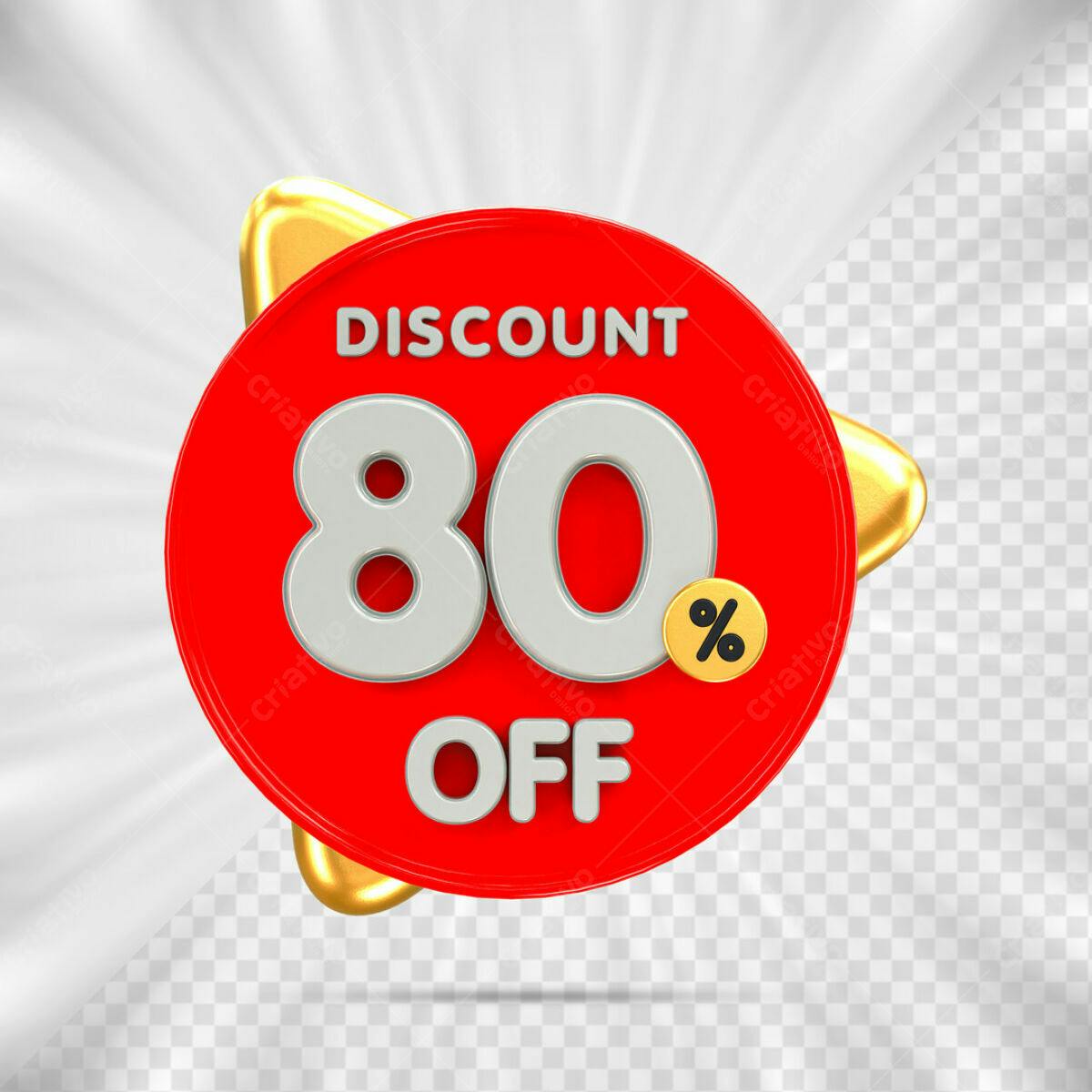 Badge 80% Desconto PSD Editável