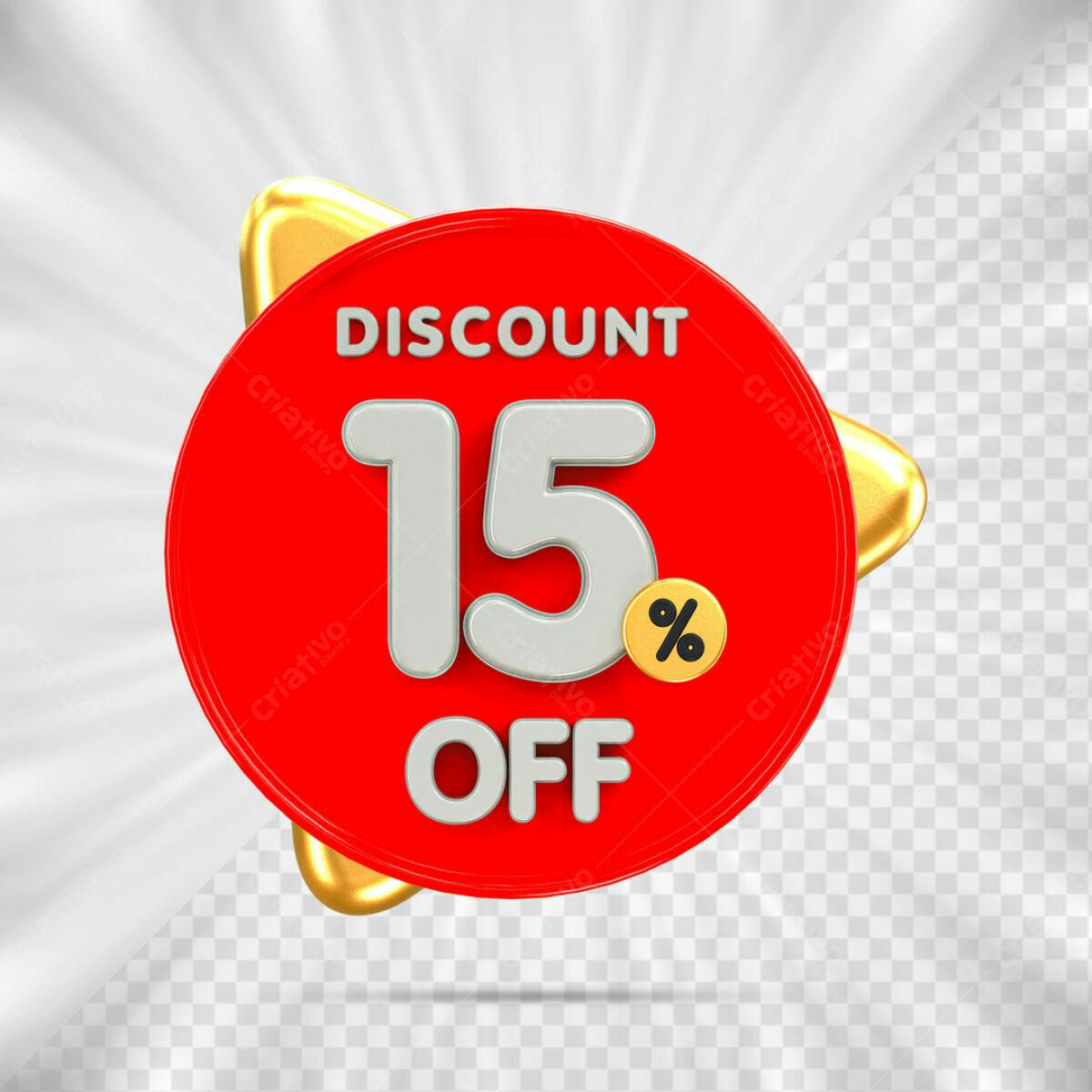 Badge Desconto 15% OFF PSD Editável