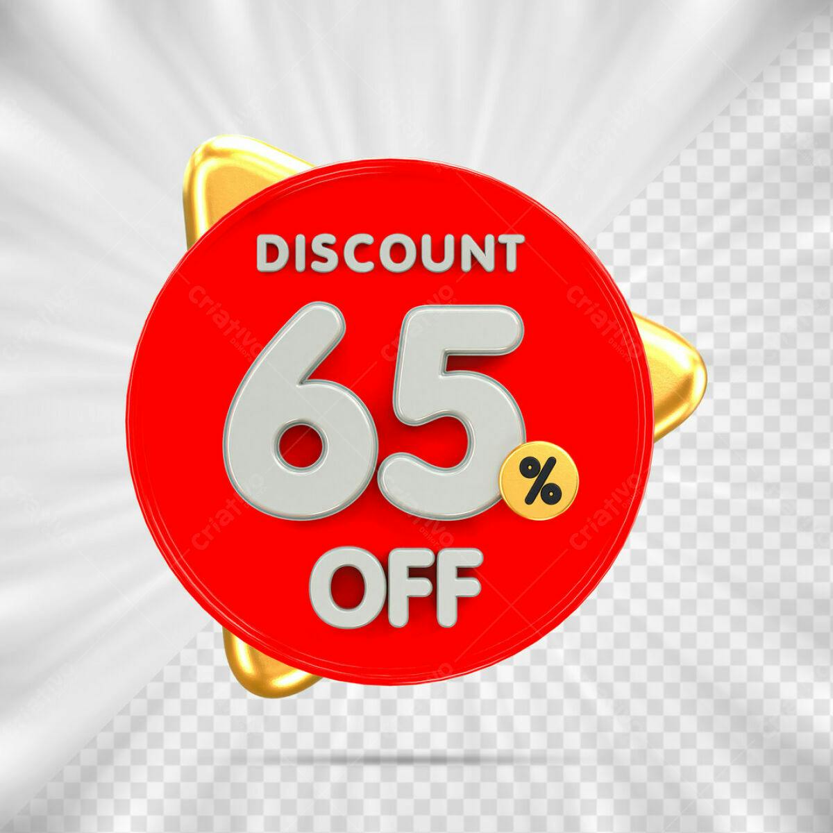 Badge Desconto 65% OFF PSD Editável