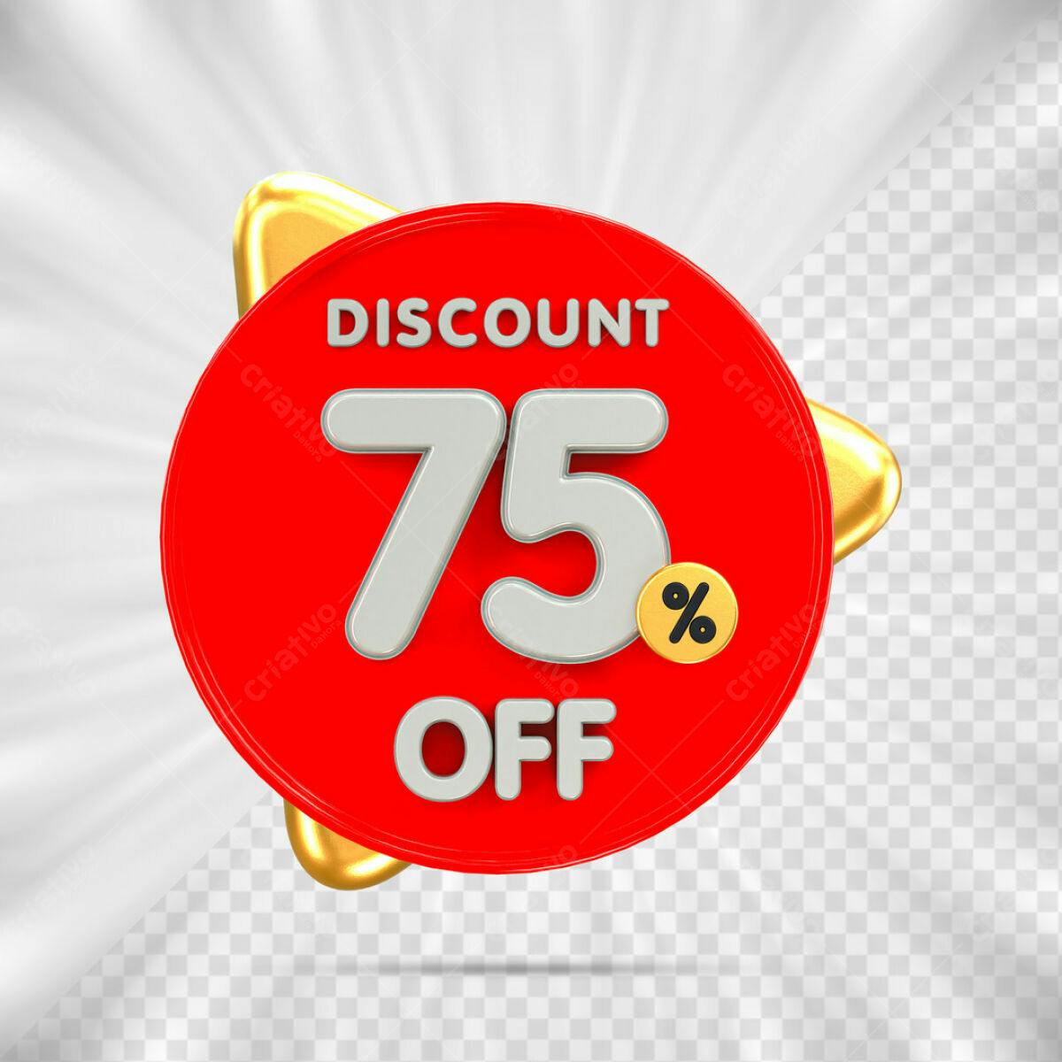 Badge 75% Desconto PSD Editável