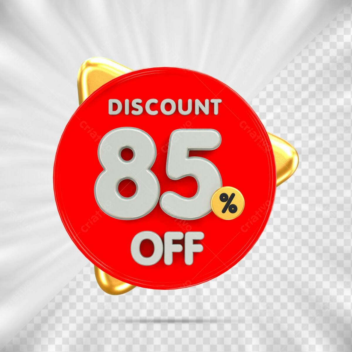Badge Desconto 85% OFF PSD Editável