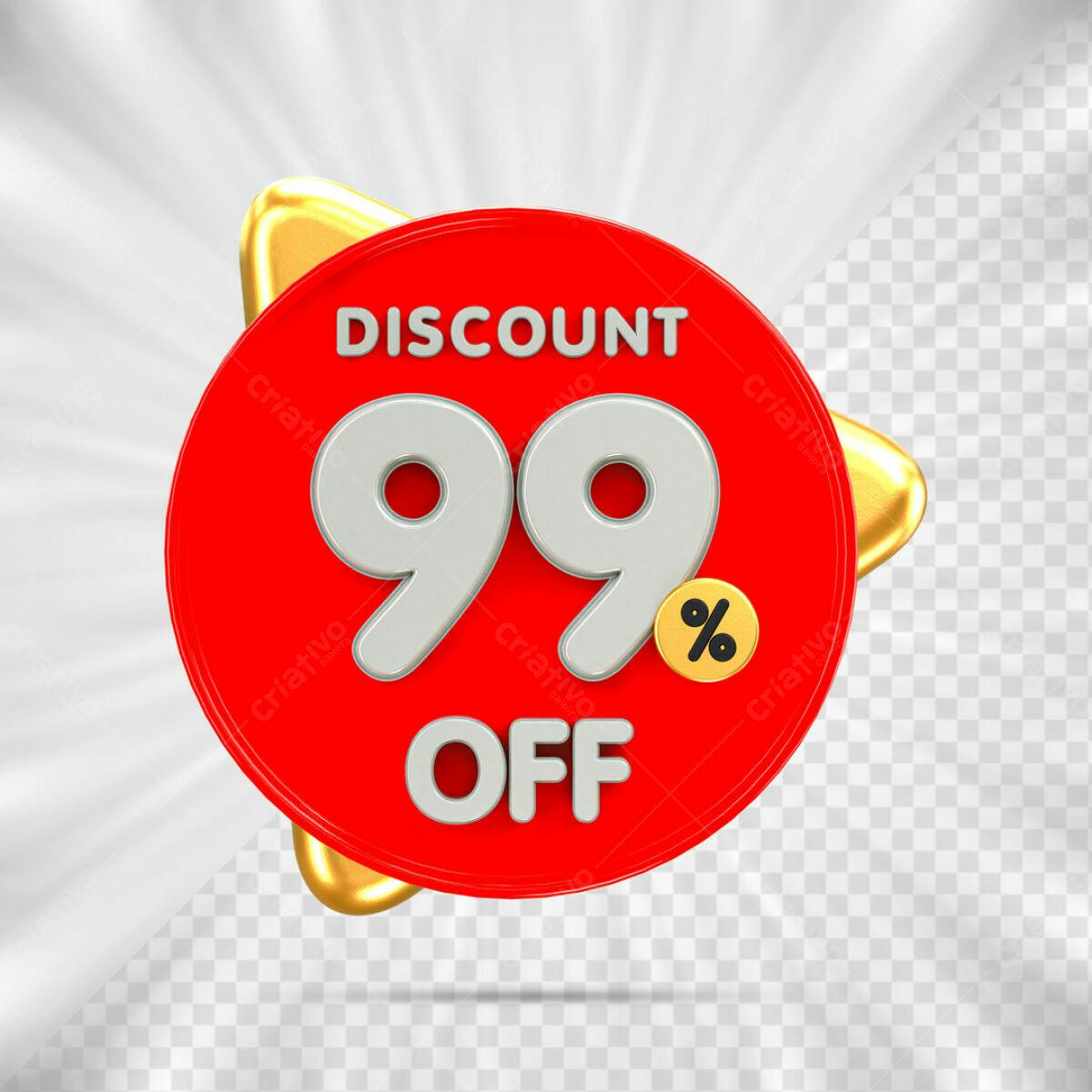 Badge Desconto 99% Off PSD Editável