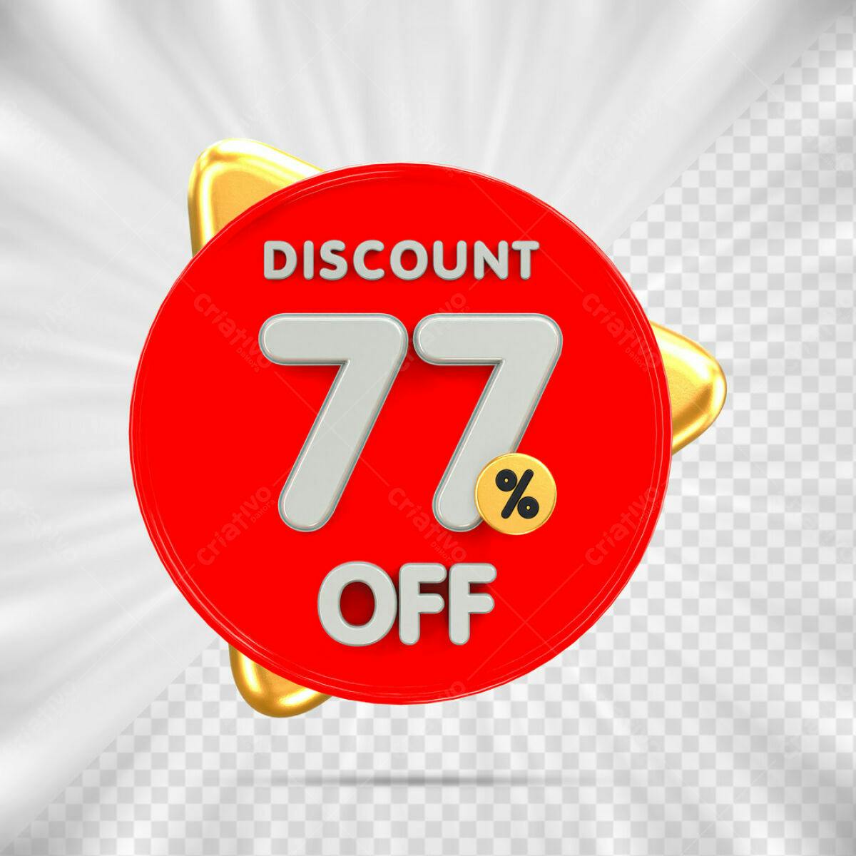 Badge Desconto 77% OFF PSD Editável