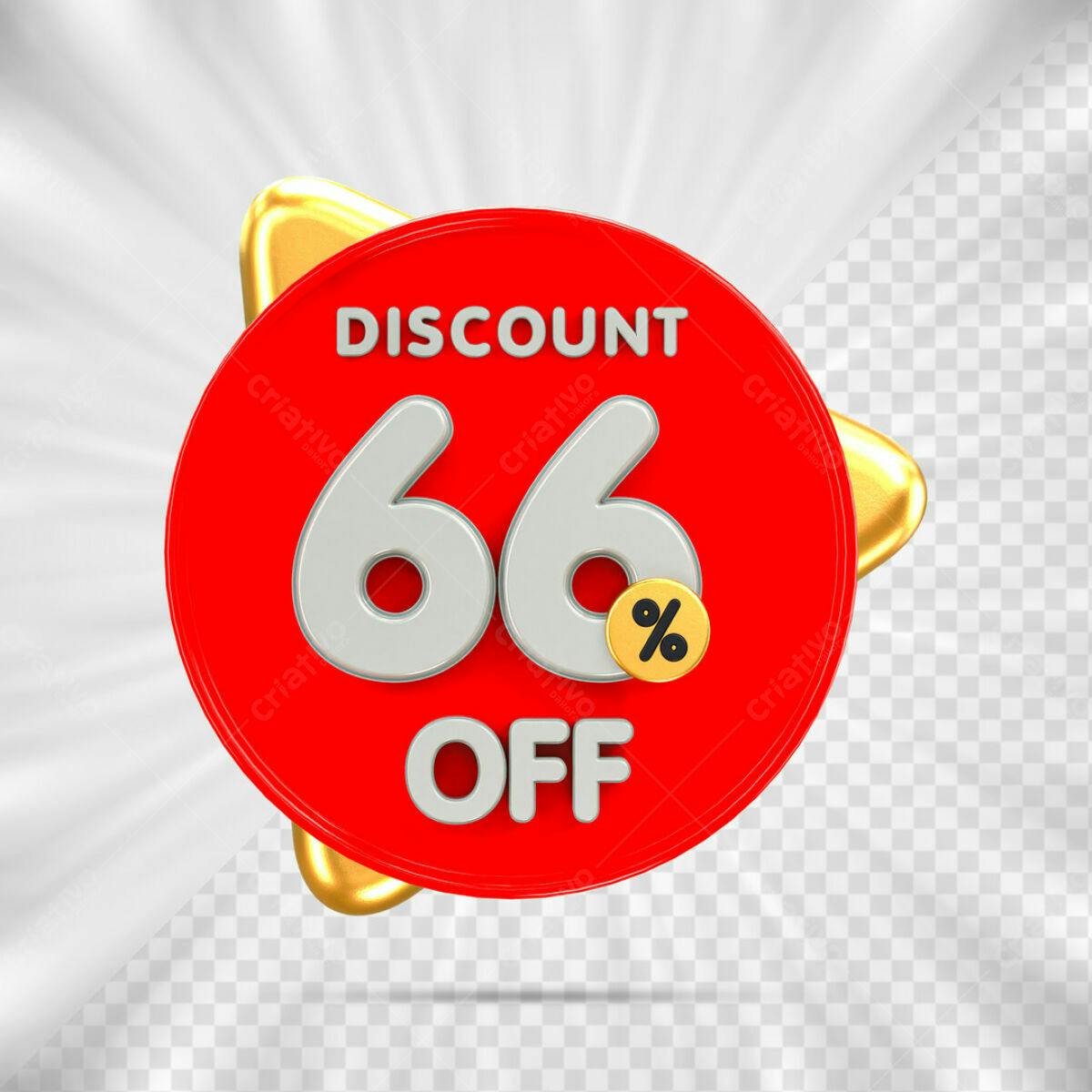 Badge 66% OFF PSD Editável
