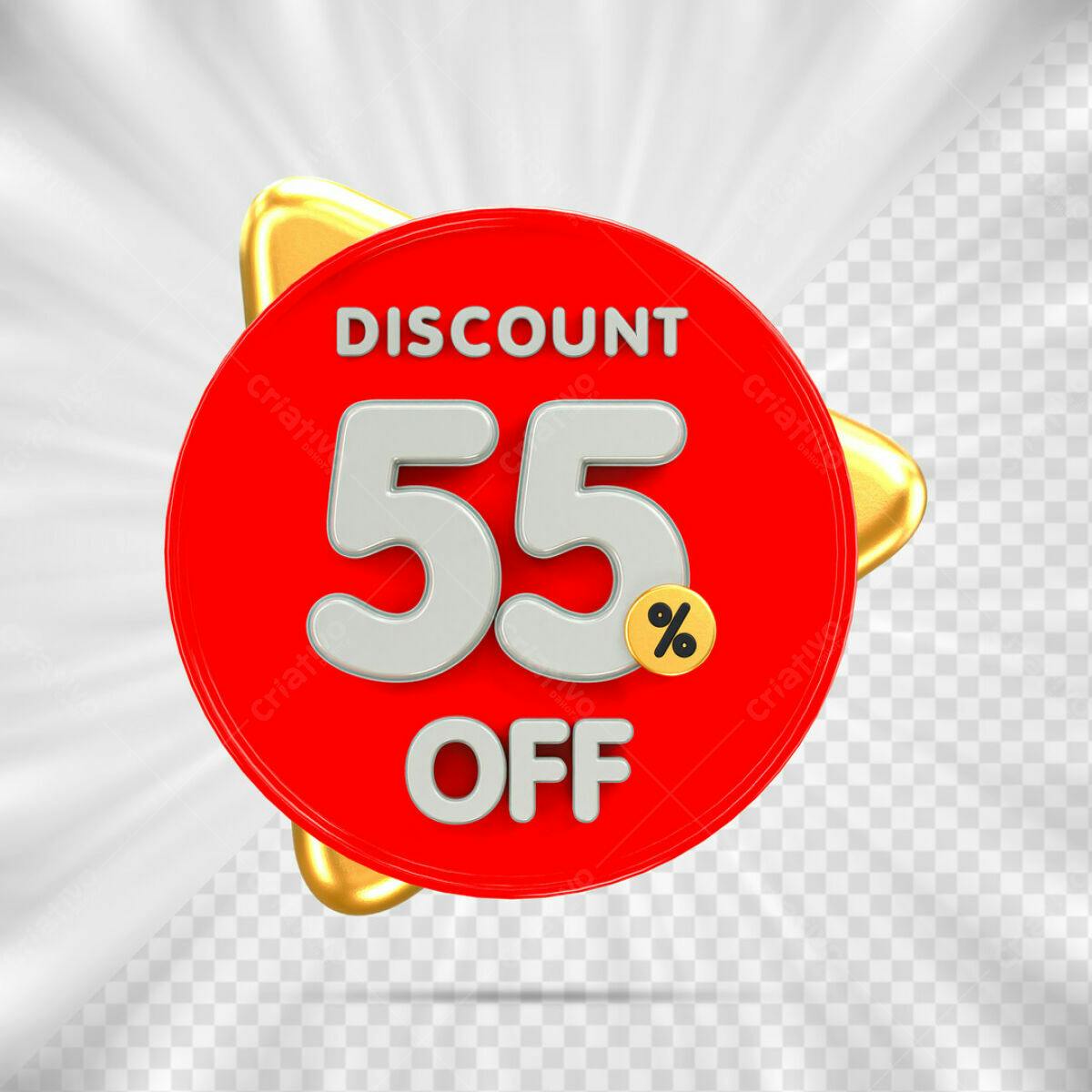 Badge Desconto 55% OFF PSD Editável