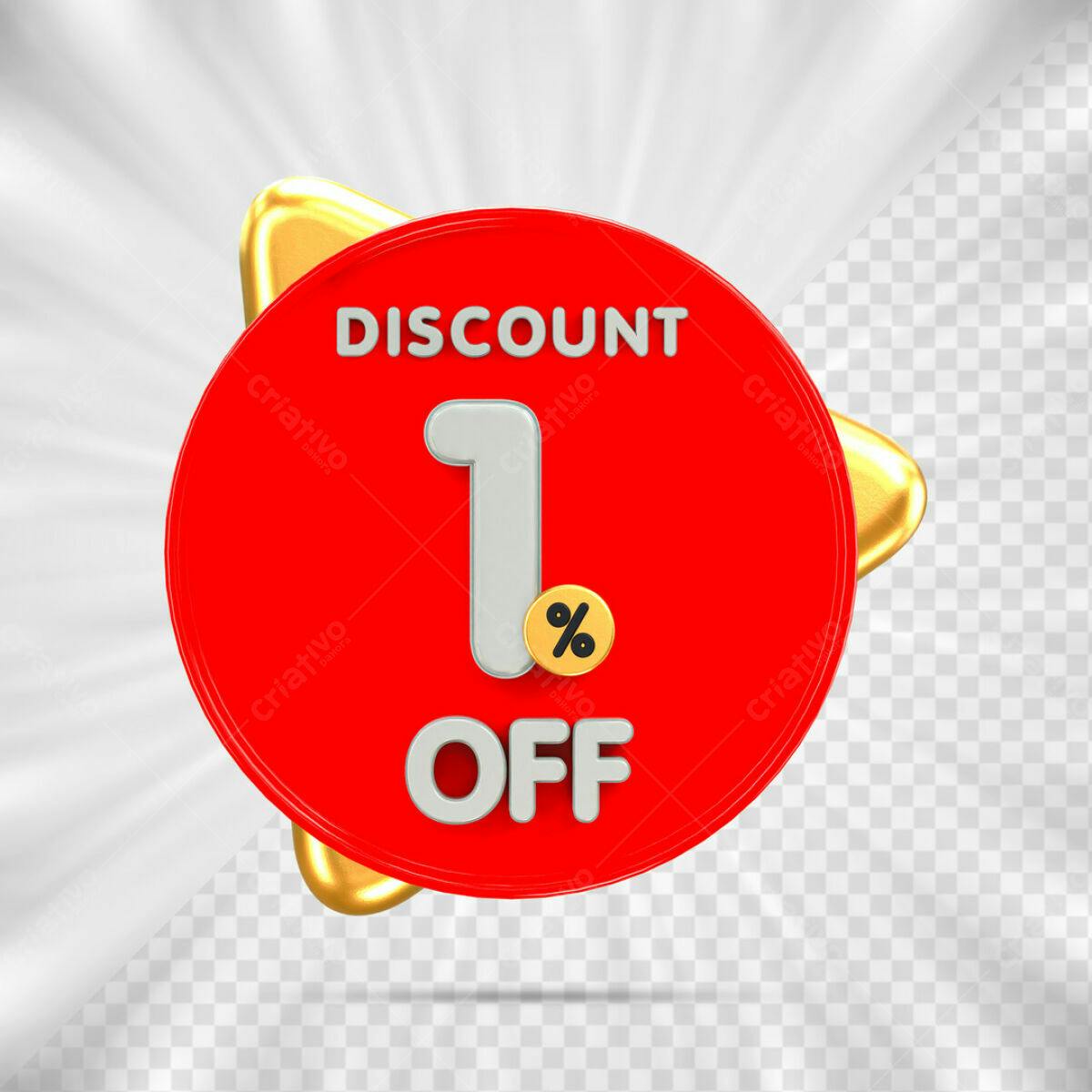 Badge Desconto 1% OFF PSD Editável