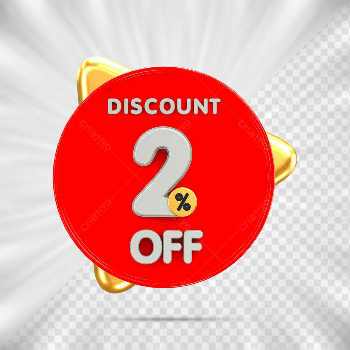 Badge Desconto 2% PSD Editável