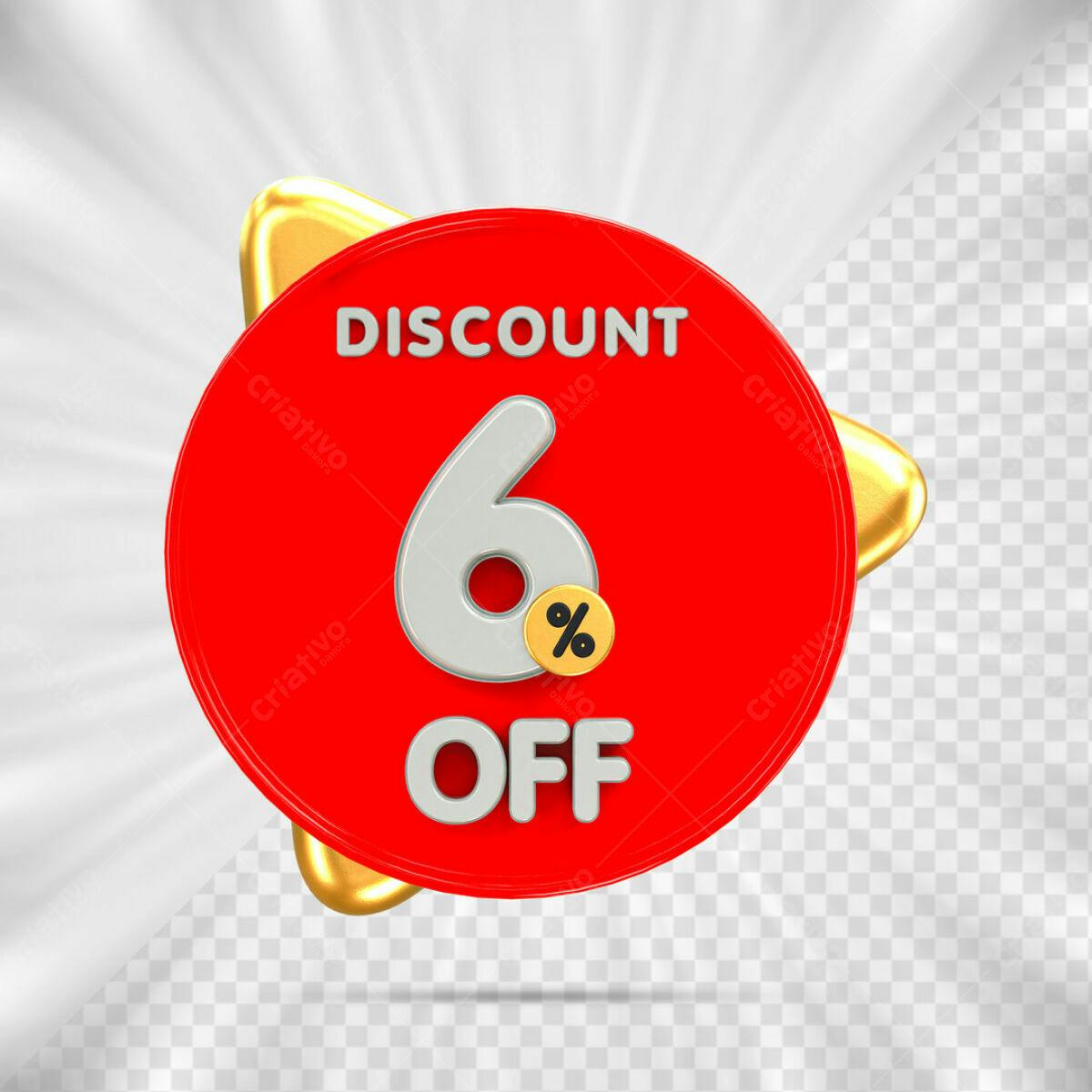 Badge 6% Off PSD Editável