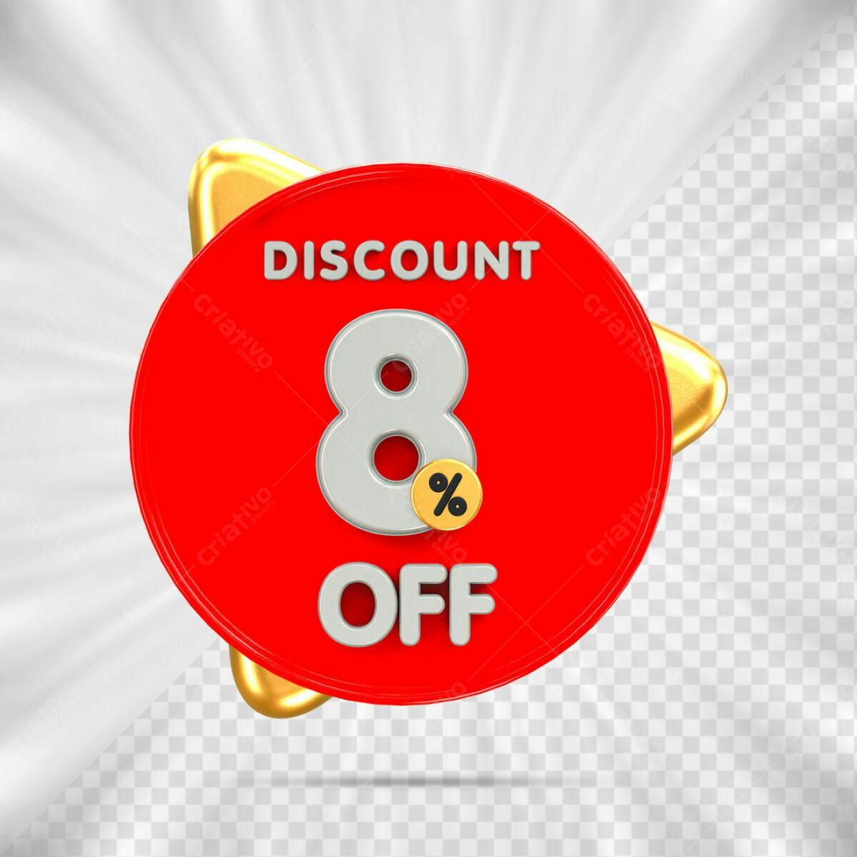 Badge Desconto 8% PSD Editável