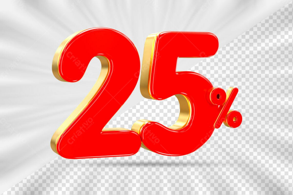 Elementos 3D para Promoção 25% OFF PSD Editável