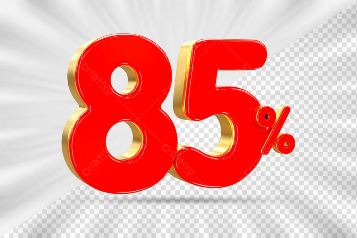 Design de números 85% em PSD Editável para promoções