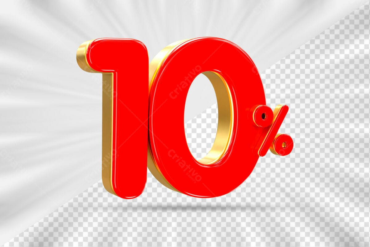 Elemento 3D 10% Desconto PSD Editável