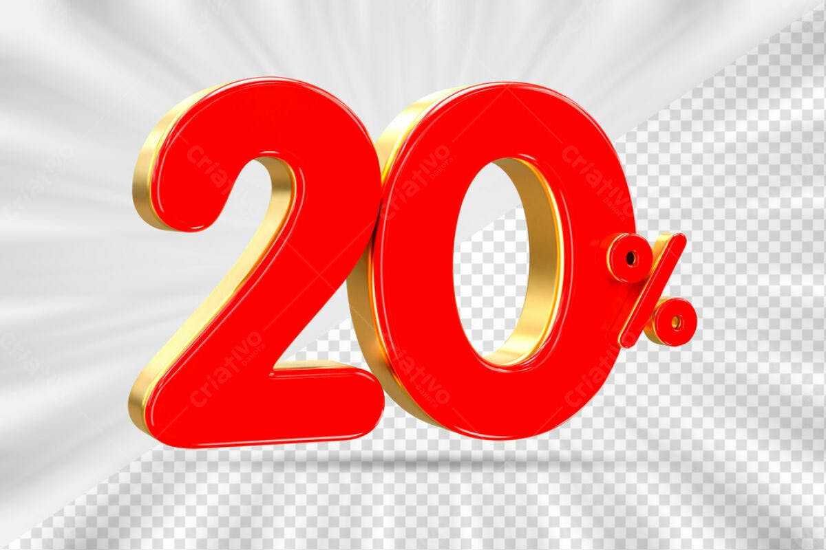 Número 20% Desconto PSD Editável