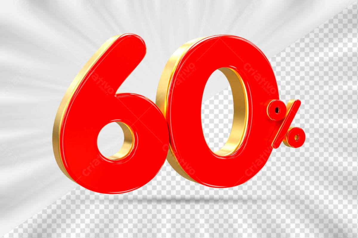 Design 60% Desconto Vermelho e Dourado PSD Editável