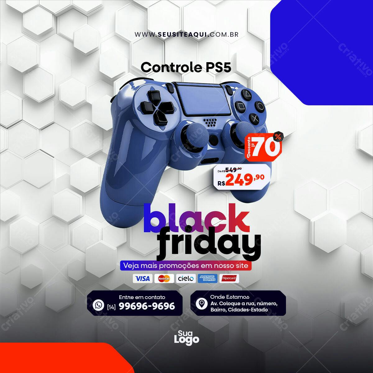 Flyer Black Friday Controle PS5 PSD Editável