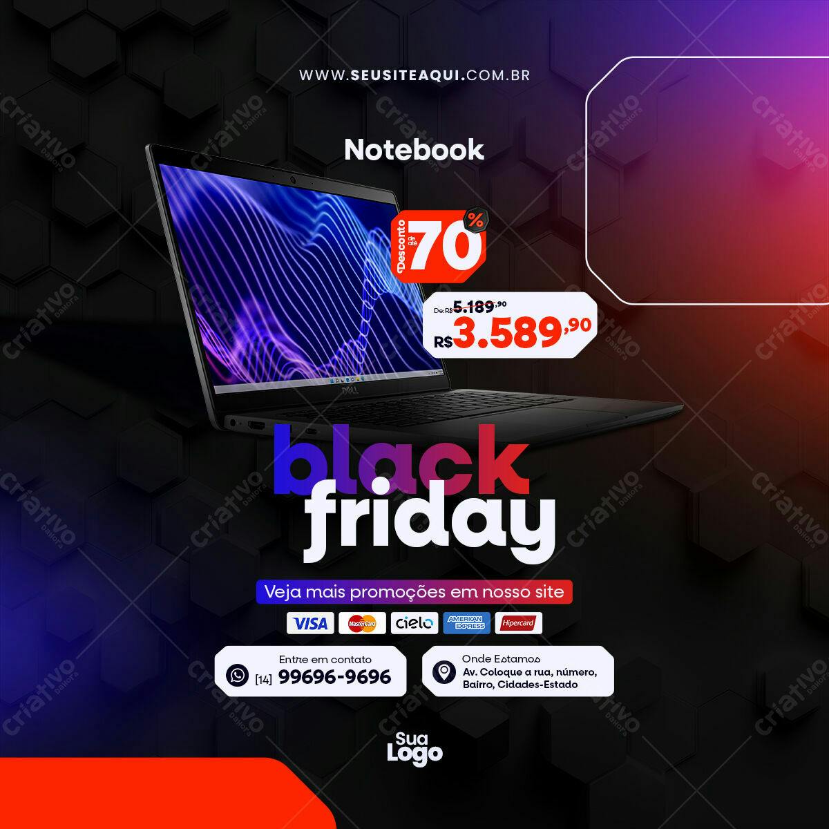 Flyer Black Friday Notebook PSD Editável