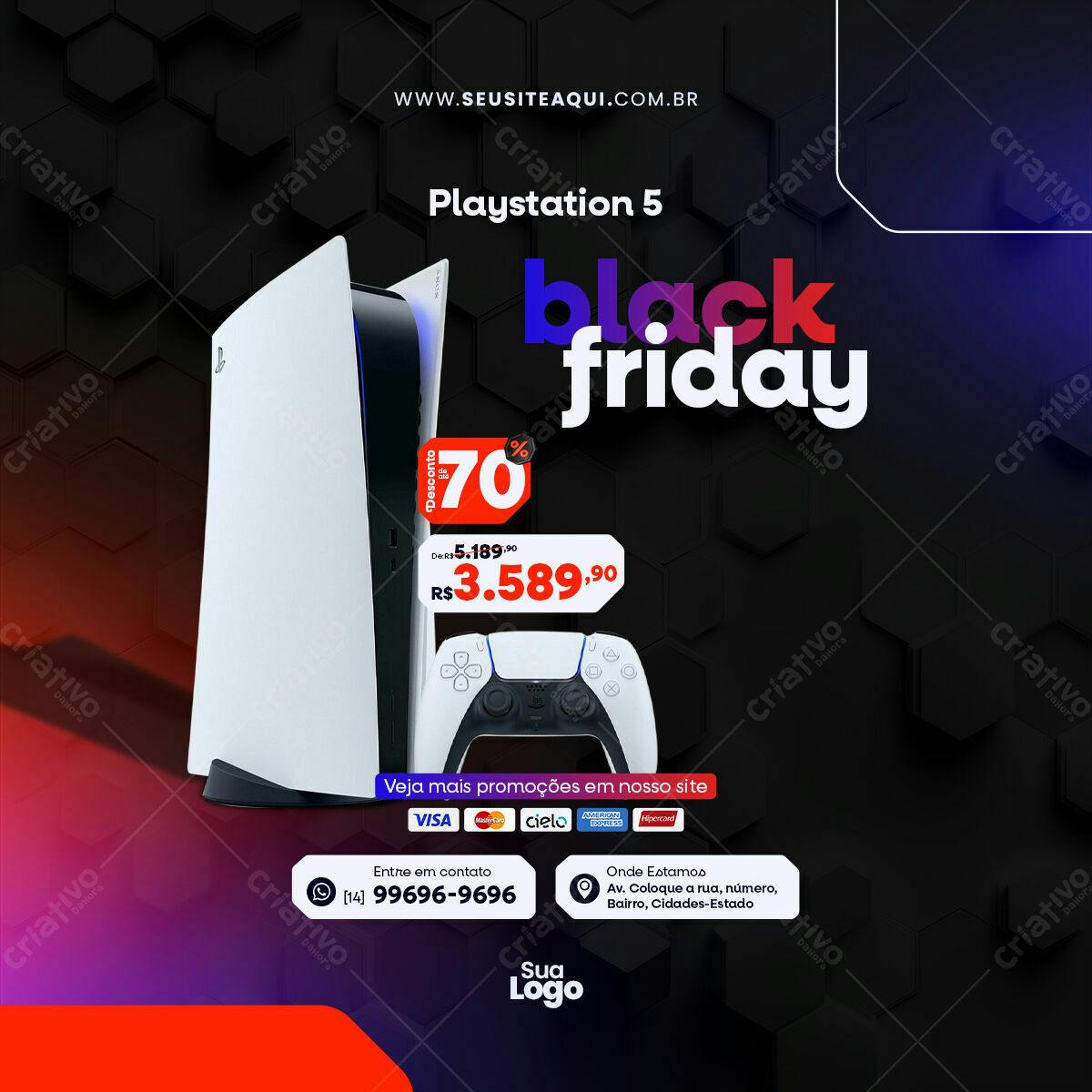 Flyer Black Friday Playstation 5 PSD Editável