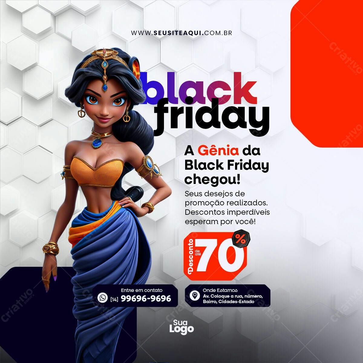 Flyer Black Friday com Gênia PSD Editável