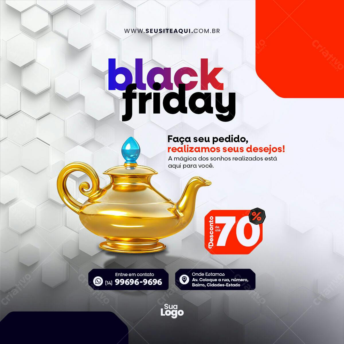 Flyer Black Friday com Desconto de 70% PSD Editável