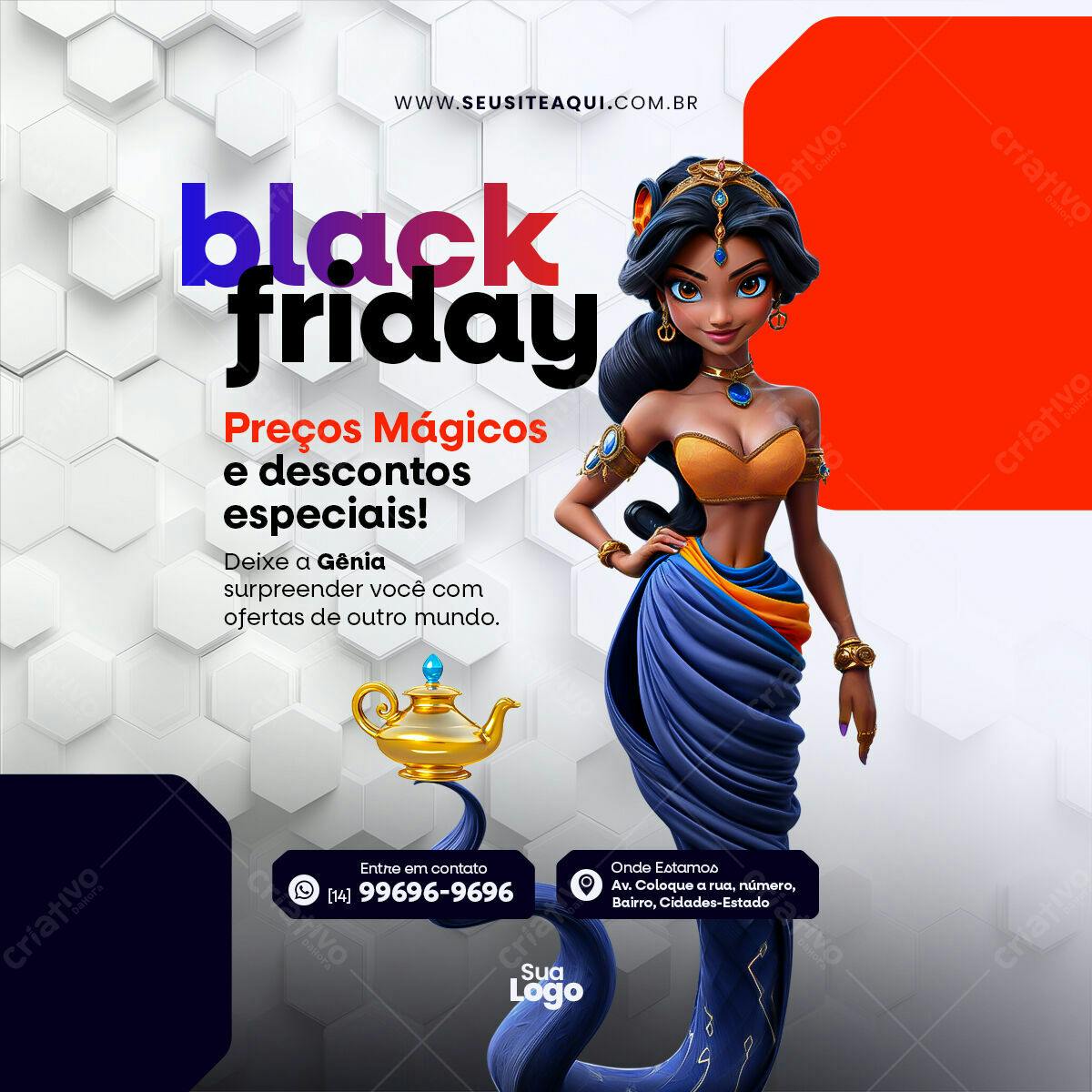 Flyer Black Friday com Gênia PSD Editável