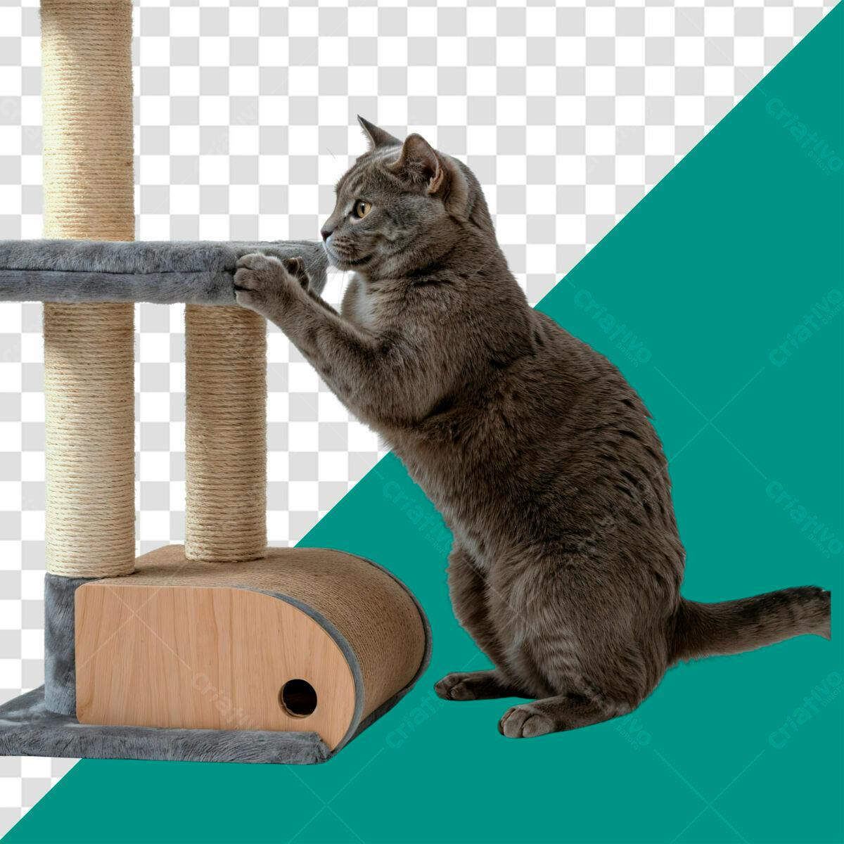 PSD de Arranhador para Gatos Cinza e Marrom