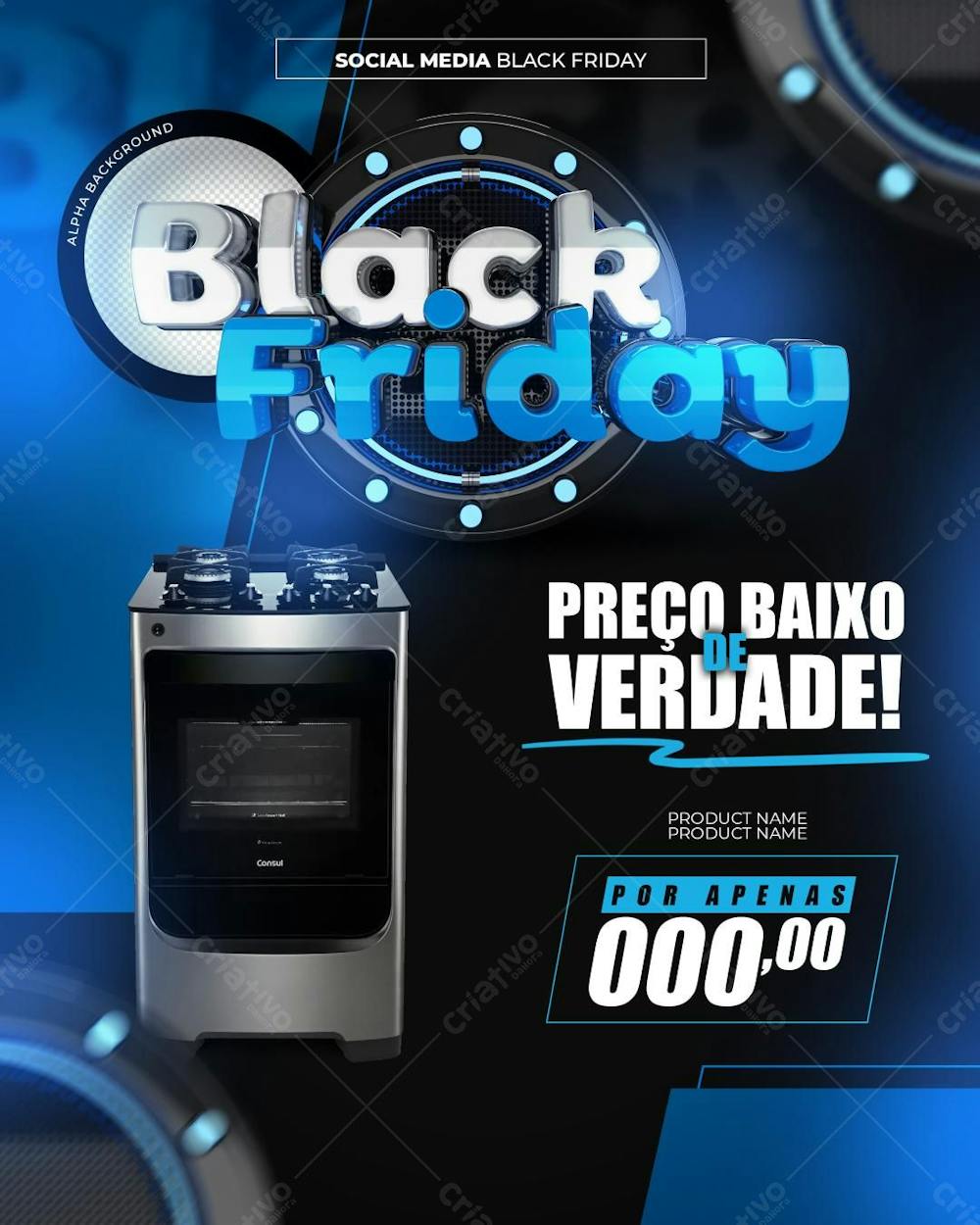 Social Media Black Friday com tons azuis e aspecto moderno