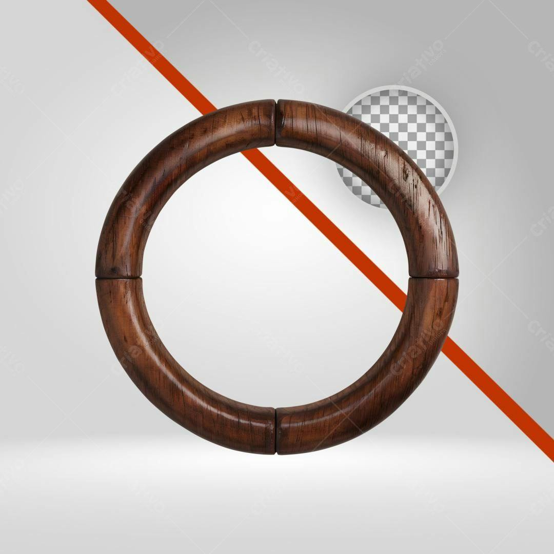 Moldura Circular em Madeira PNG com fundo transparente