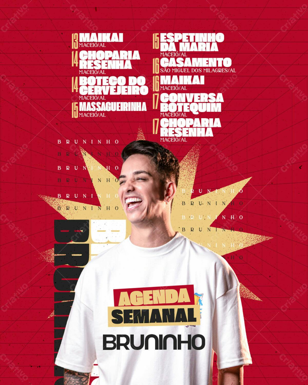 Flyer Agenda Semanal Bruninho PSD Editável
