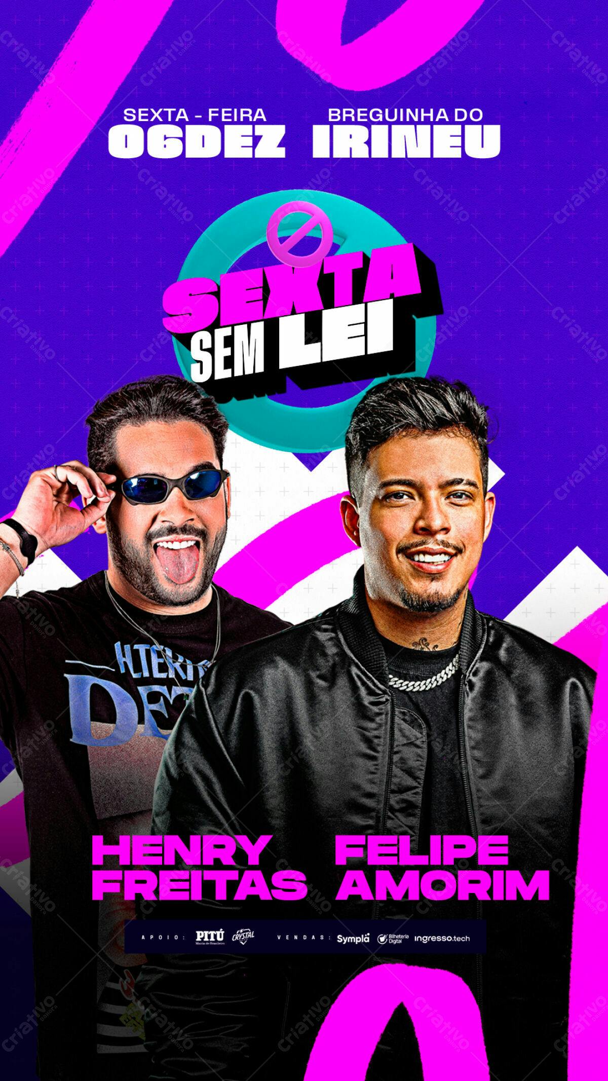 Flyer Festa Henry Freitas e Felipe Amorim PSD Editável