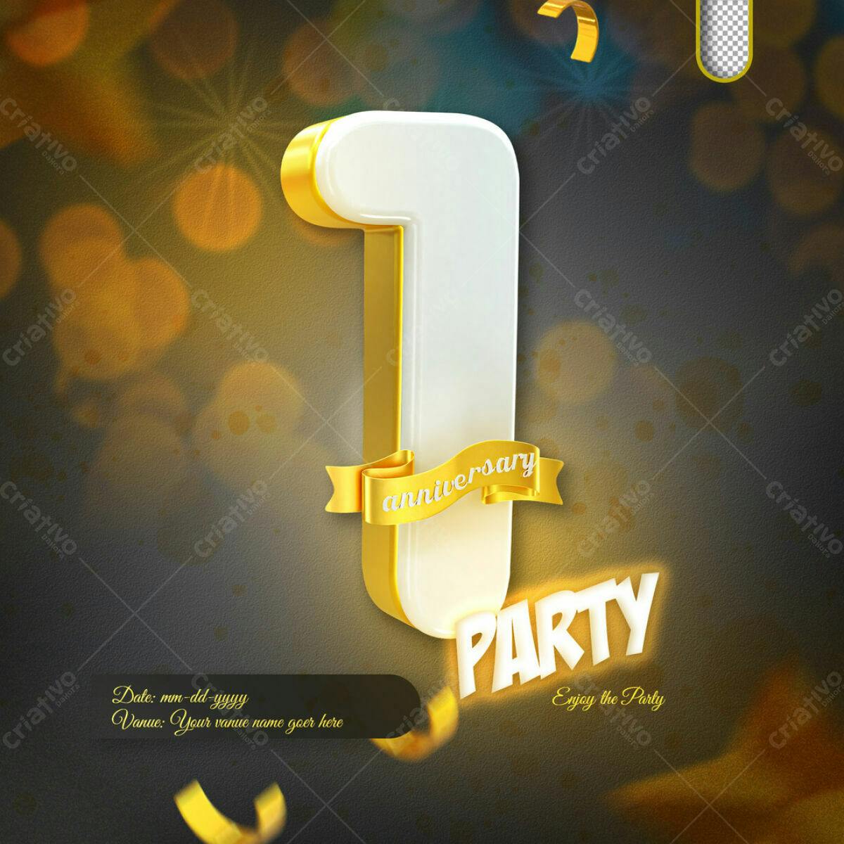 Convite Festa de 1º Aniversário PSD Editável