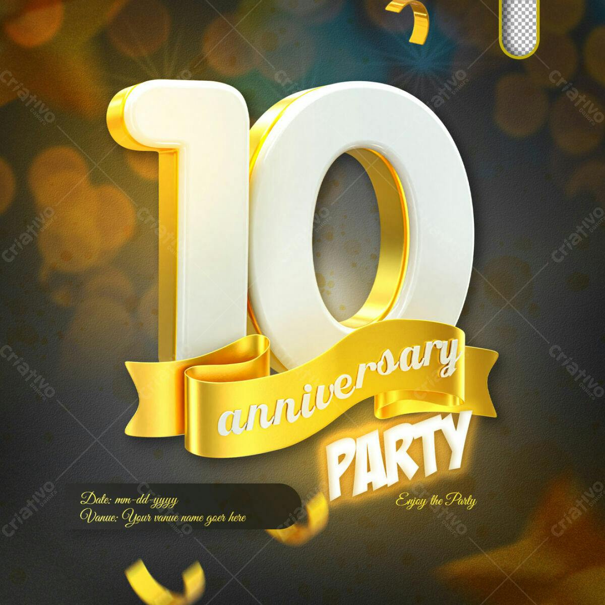 Flyer para Aniversário de 10 Anos PSD Editável