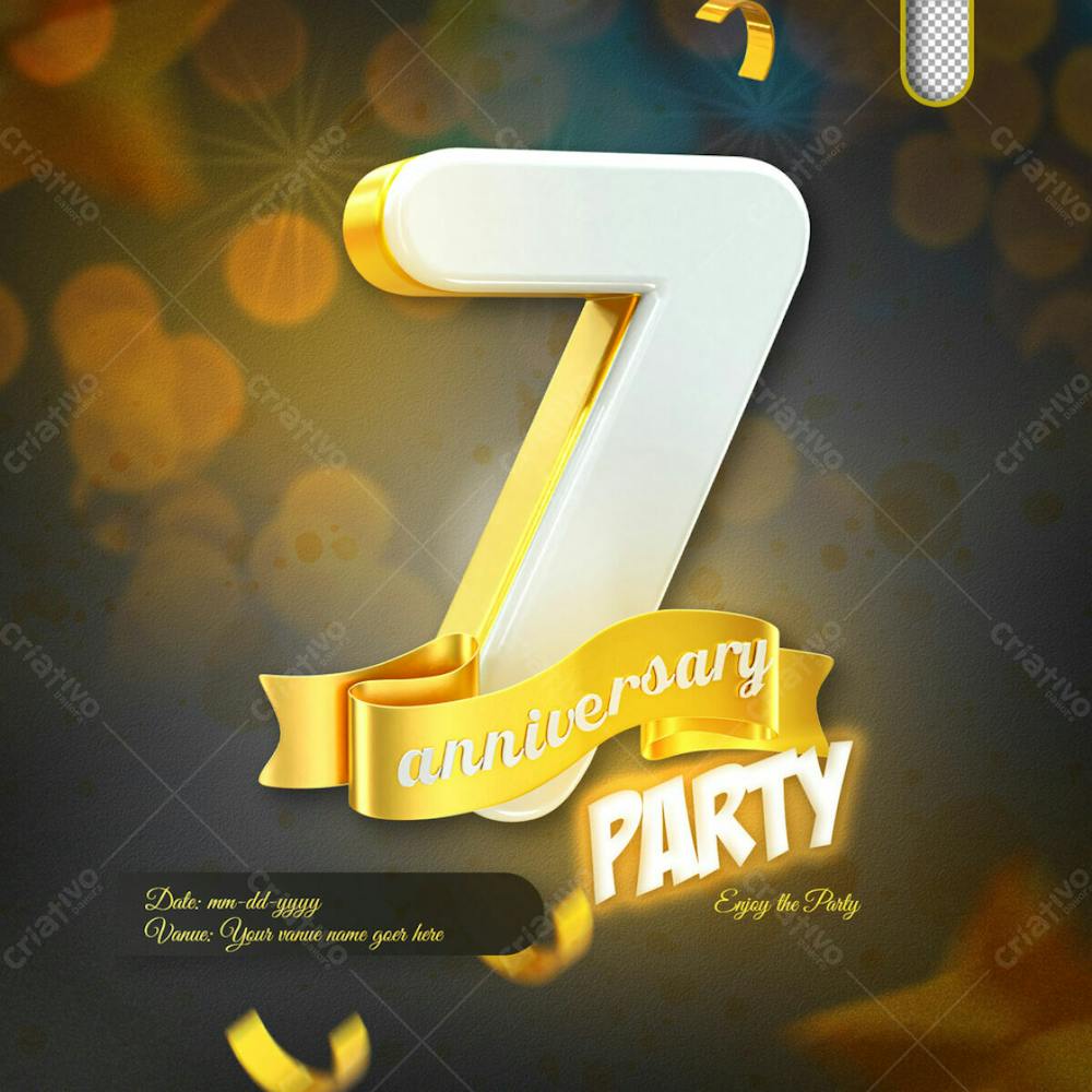 3D Render 9Th Anniversary Celebration Template And 3D Object For Composition