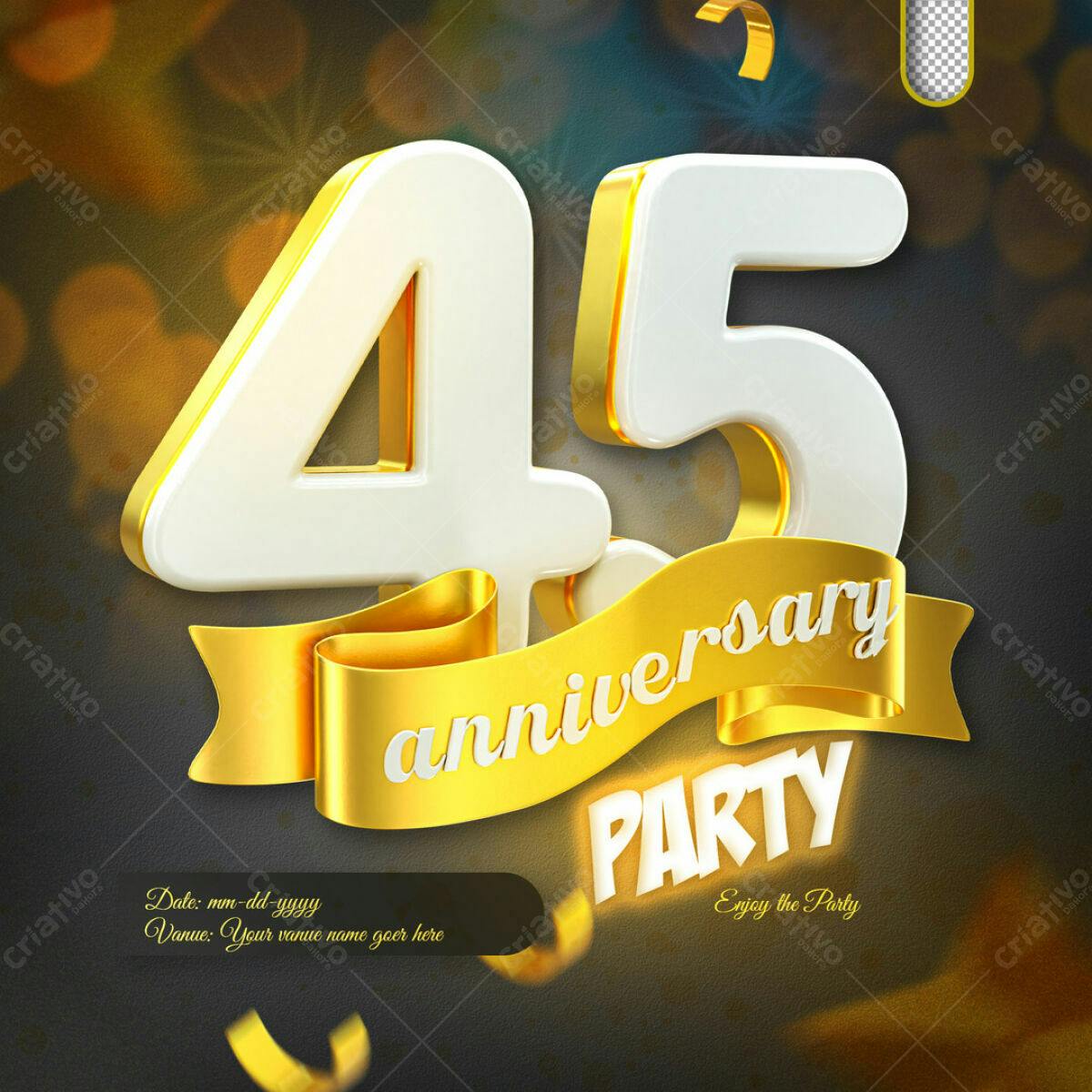 Flyer para Festa de 45 Anos PSD Editável