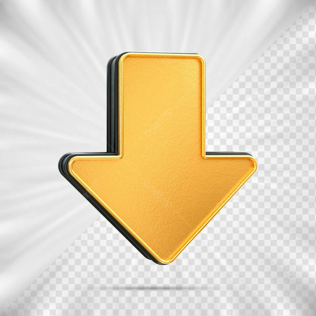 Ícone Seta Download Dourada PSD Editável