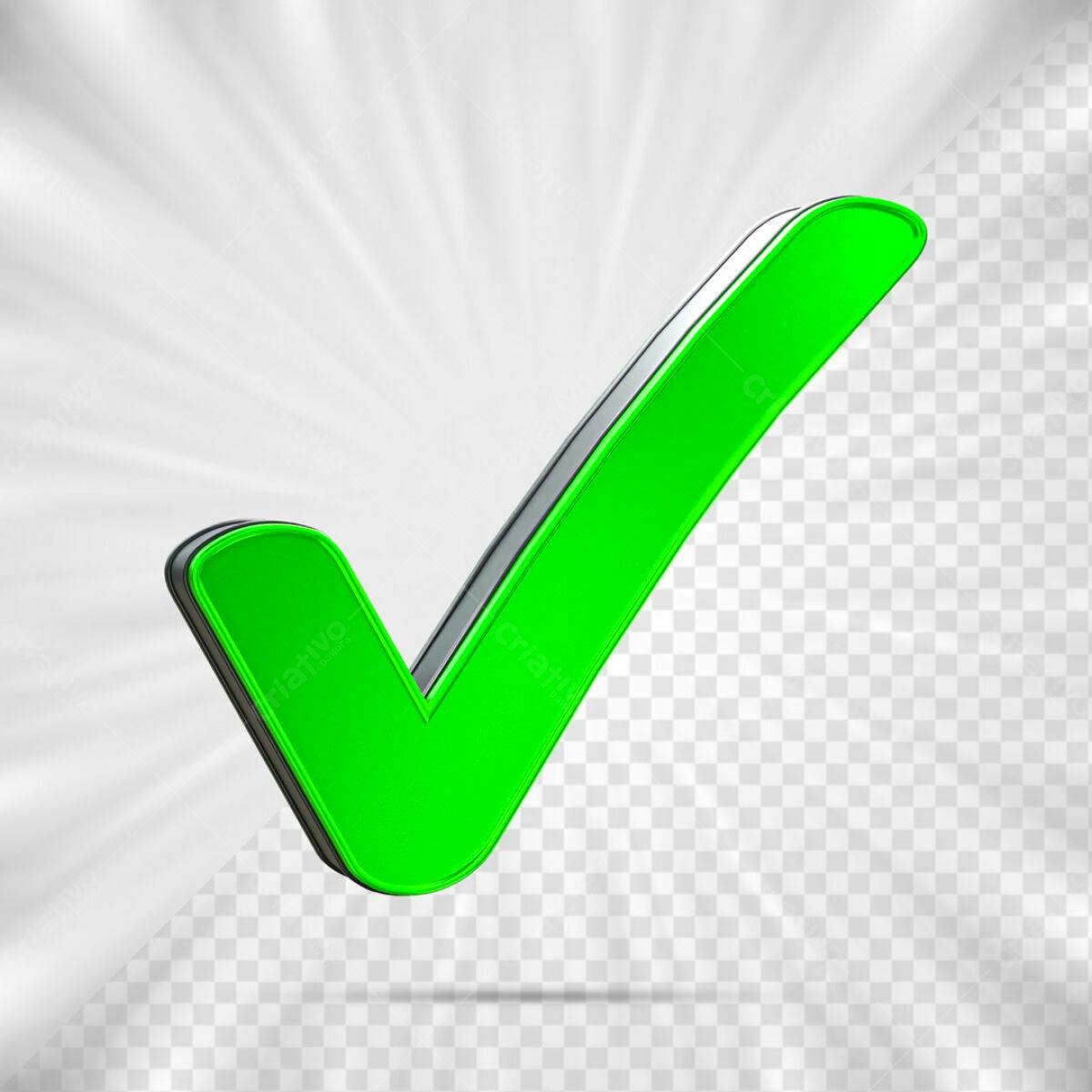Ícone de Check Verde 3D PSD Editável