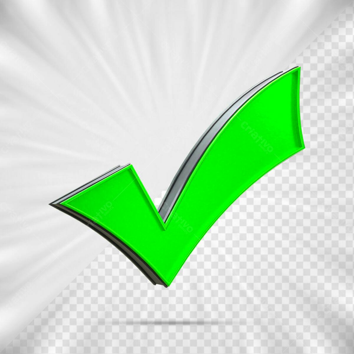 Ícone de Check Verde 3D PSD Editável