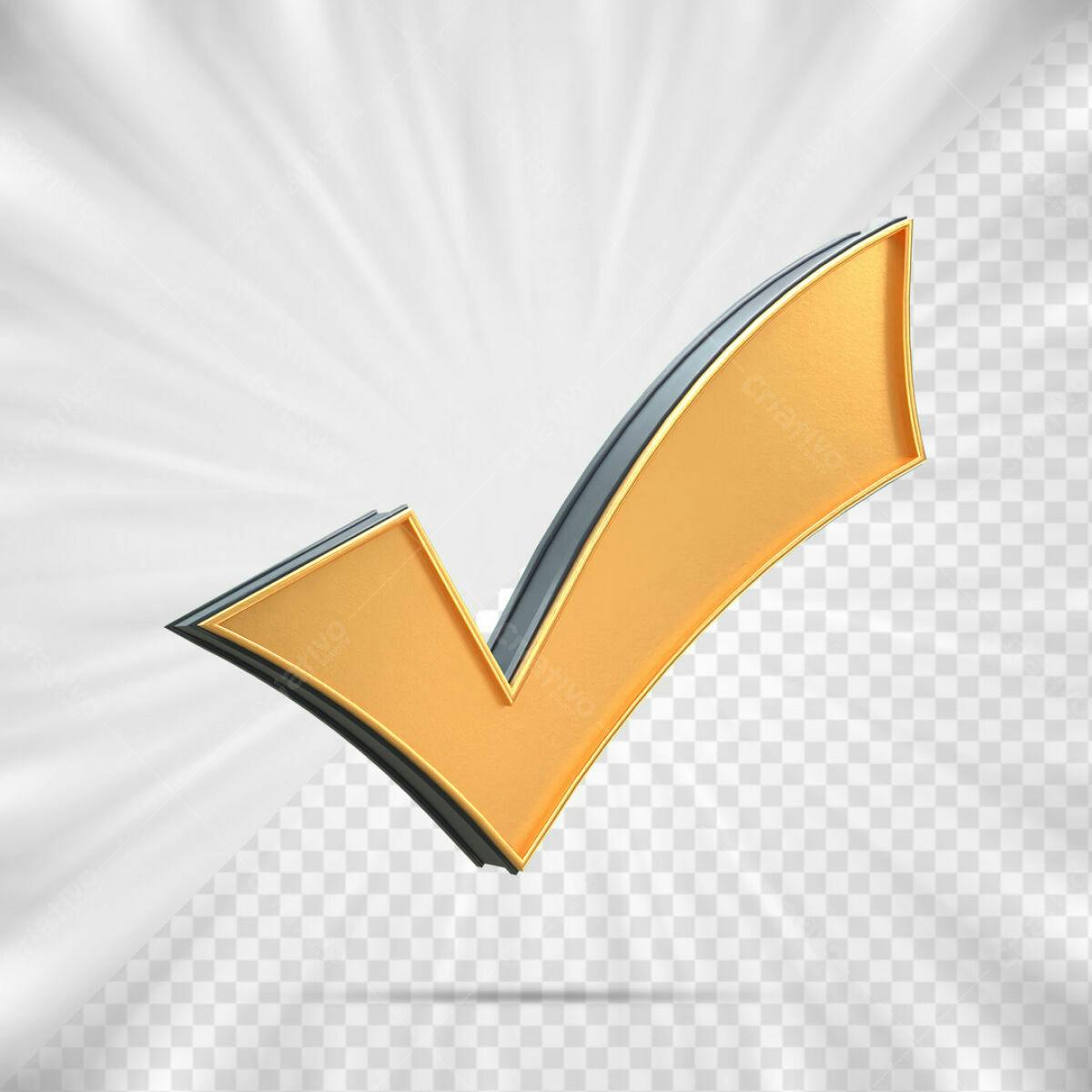 Ícone de Check Simbolo Ouro PSD Editável