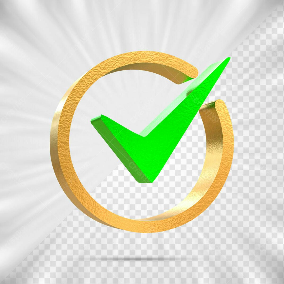 Ícone de Check Verde e Dourado PSD Editável