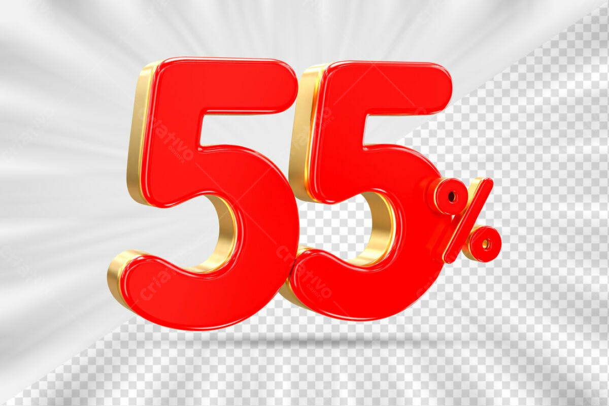 Elemento 55% Desconto Vermelho e Dourado PSD Editável