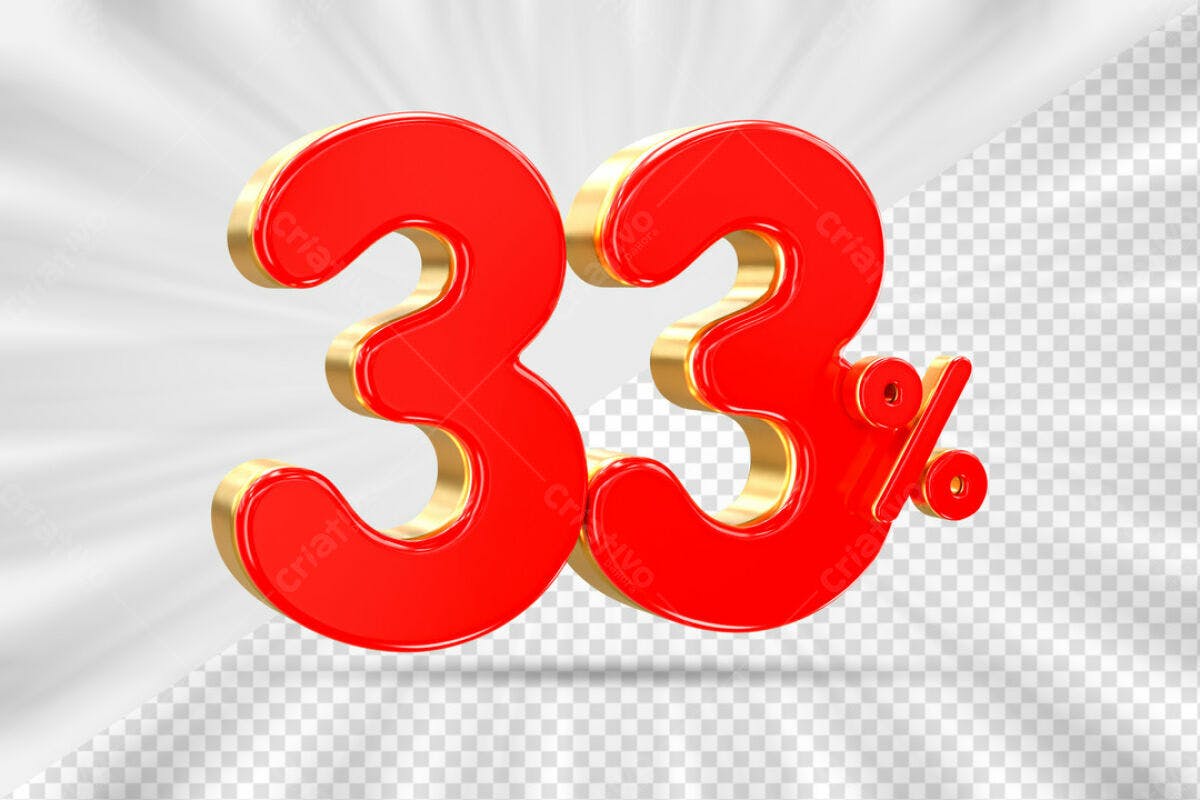 Números 33% Desconto PSD Editável