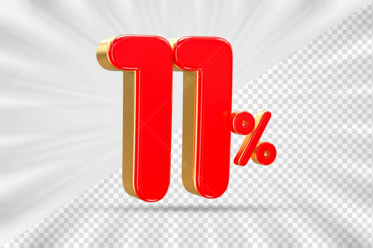 Elementos 3D para Promoção 11% PSD Editável