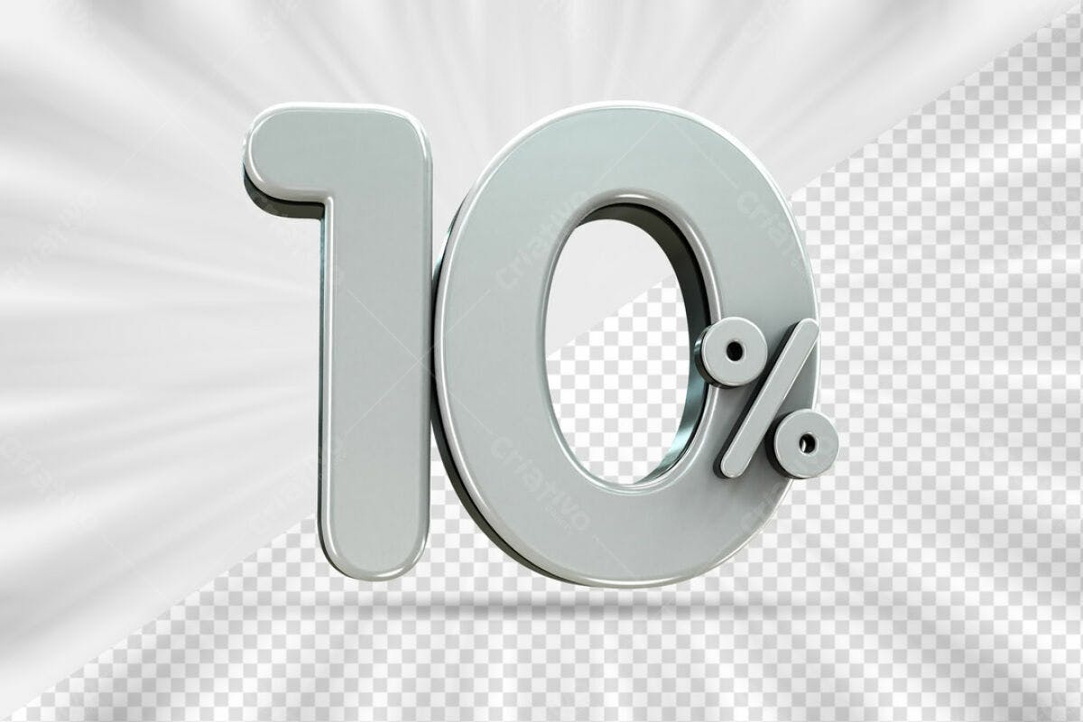 Elemento 3D 10% Desconto PSD Editável