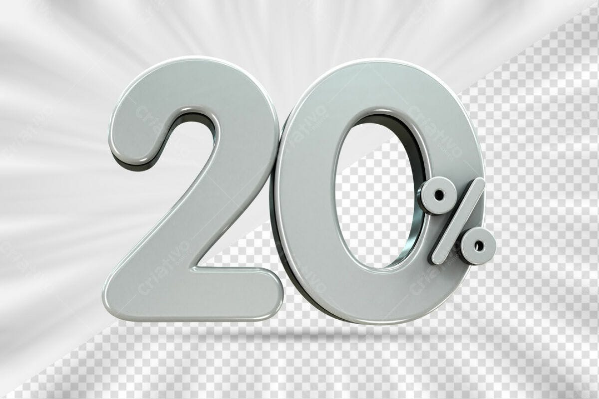 Elemento 3D 20% de Desconto PSD Editável